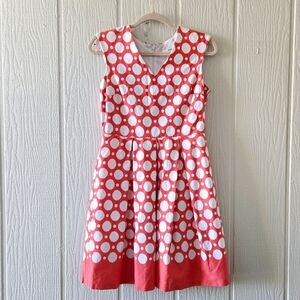 STUDIO ONE New York Polka-dot V Neck Sleeveless Fit & Flare Orange 6P